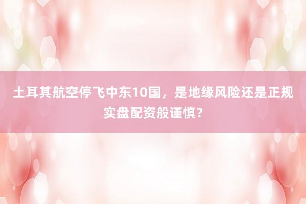 土耳其航空停飞中东10国，是地缘风险还是正规实盘配资般谨慎？