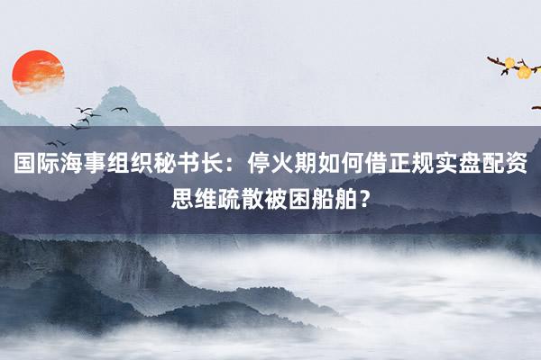 国际海事组织秘书长：停火期如何借正规实盘配资思维疏散被困船舶？