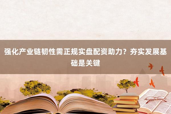 强化产业链韧性需正规实盘配资助力？夯实发展基础是关键