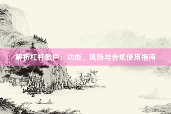 解析杠杆账户：功能、风险与合规使用指南
