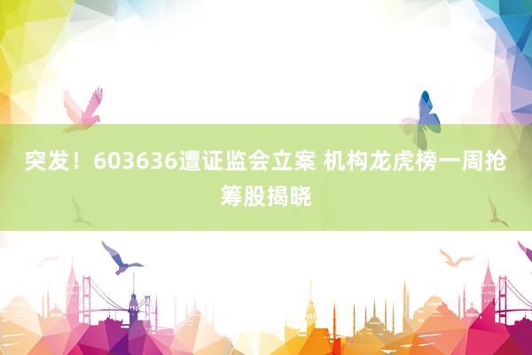 突发！603636遭证监会立案 机构龙虎榜一周抢筹股揭晓