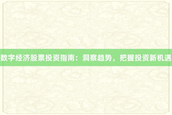数字经济股票投资指南：洞察趋势，把握投资新机遇