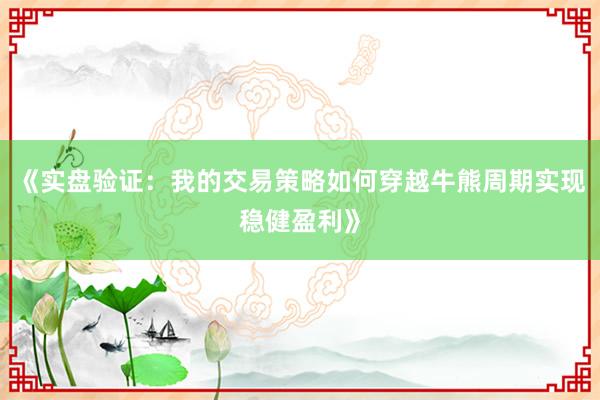 《实盘验证：我的交易策略如何穿越牛熊周期实现稳健盈利》