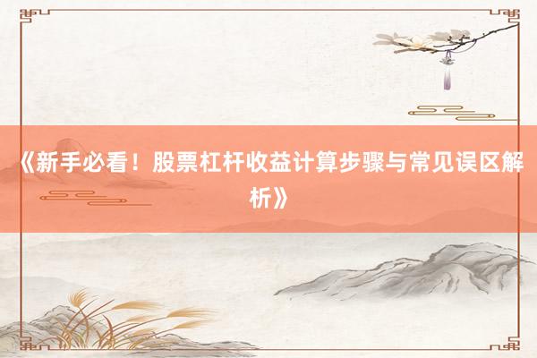 《新手必看！股票杠杆收益计算步骤与常见误区解析》