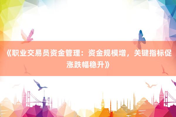 《职业交易员资金管理：资金规模增，关键指标促涨跌幅稳升》