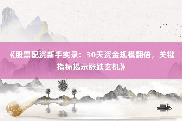 《股票配资新手实录：30天资金规模翻倍，关键指标揭示涨跌玄机》