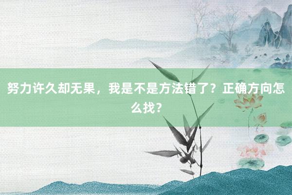 努力许久却无果，我是不是方法错了？正确方向怎么找？