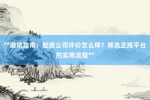 **避坑指南：配资公司评价怎么样？筛选正规平台的实用流程**