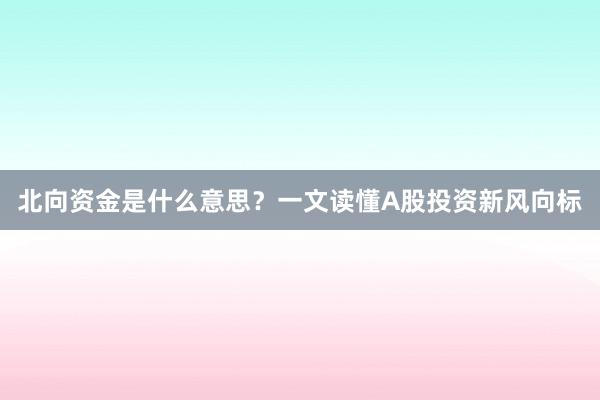 北向资金是什么意思？一文读懂A股投资新风向标